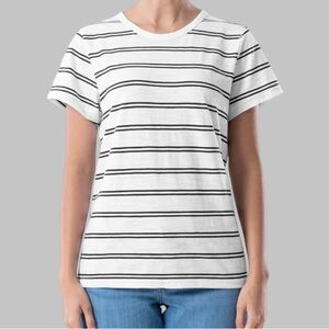 Time and Tru Women's Striped Short Sleeve Slub Crew Neck T-Shirt